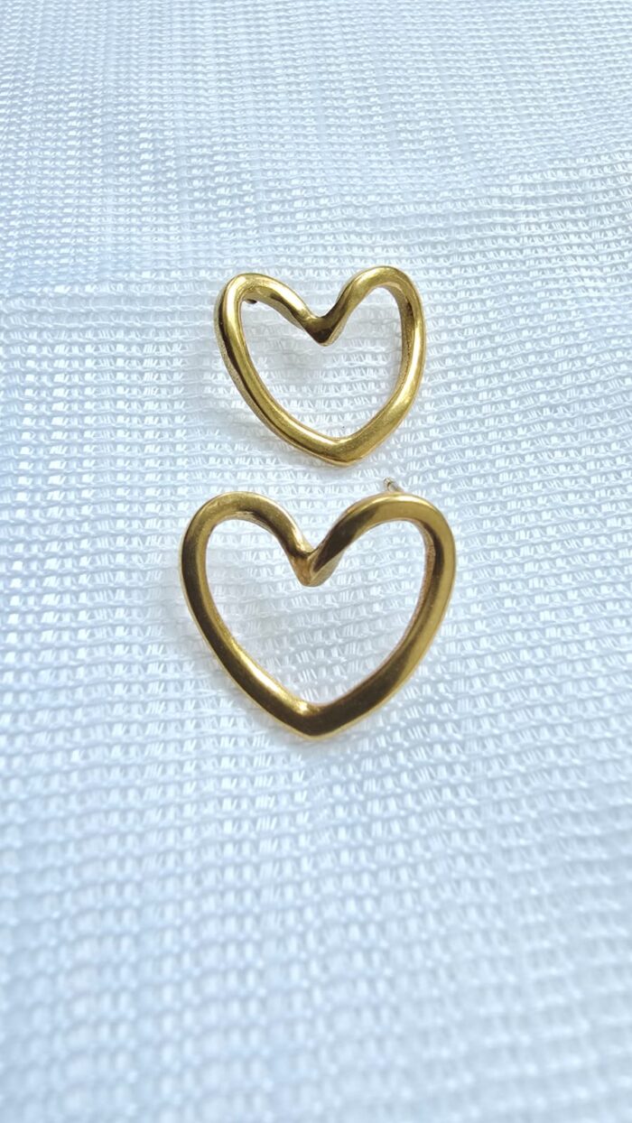 Chic Minimalist Gold Heart Earrings by Zara Jio - Image 2