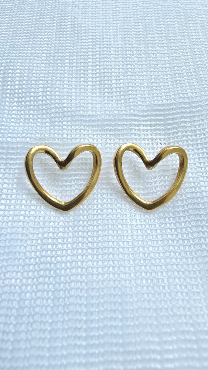 Chic Minimalist Gold Heart Earrings by Zara Jio - Image 1