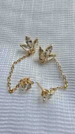 Gold-Tone Crystal Stud & Chain Dangle Earrings by Zara Jio
