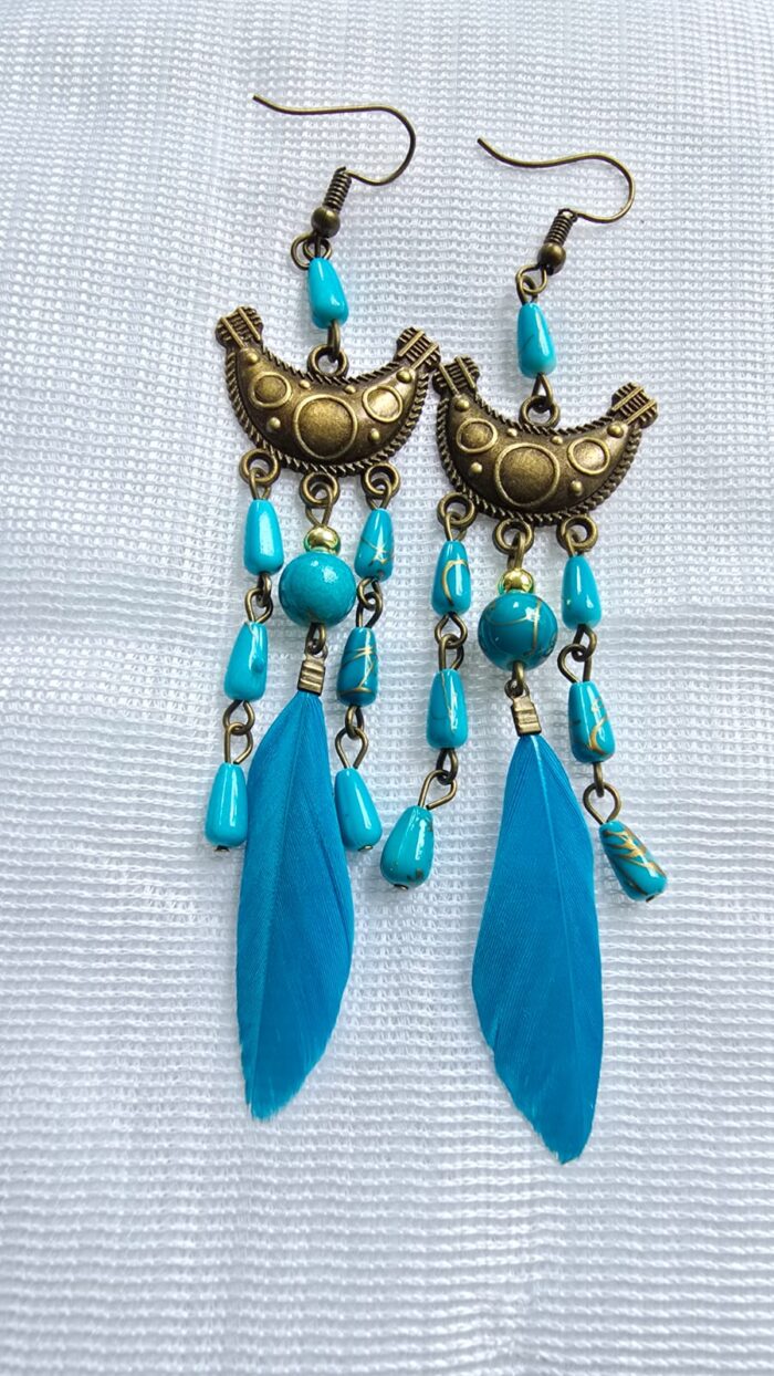 Bohemian Rhapsody Feather & Bead Earrings by Zara Jio - Image 1