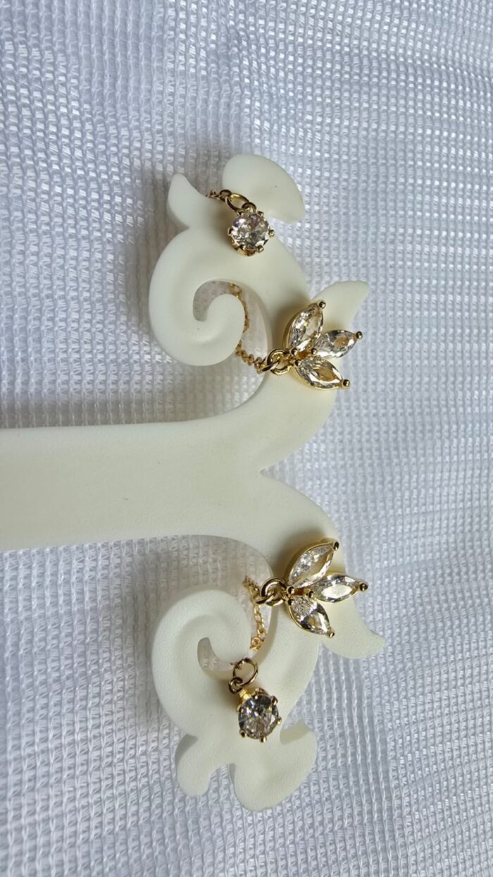 Gold-Tone Crystal Stud & Chain Dangle Earrings by Zara Jio - Image 2