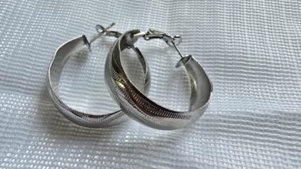 Contemporary Textured Silver Hoops by Zara Jio