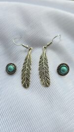 Versatile Feather & Turquoise Earring Duo By Zara Jio