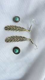 Versatile Feather & Turquoise Earring Duo By Zara Jio - Image 2