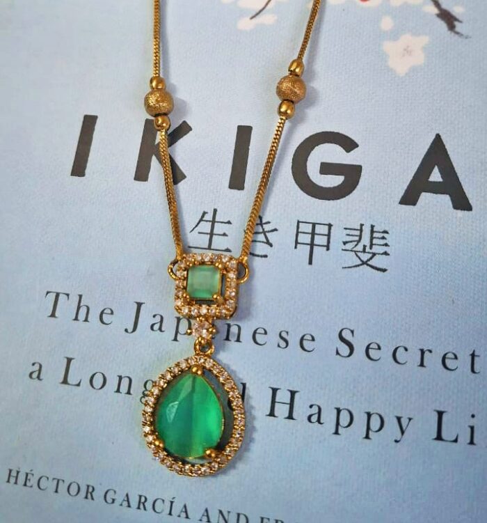Radiant Emerald Green Droplet Necklace by Zara Jio - Image 2