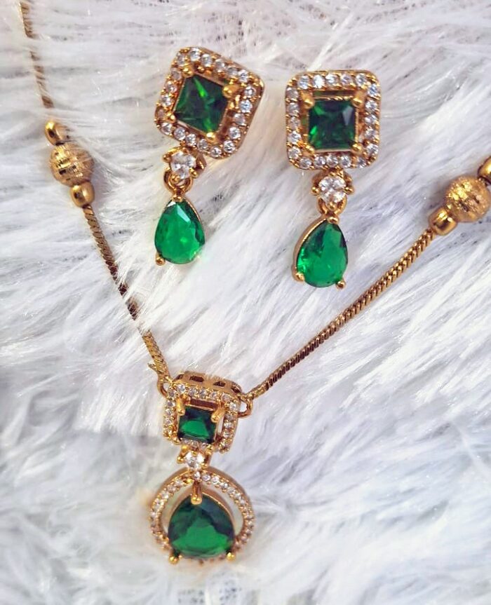 Radiant Emerald Green Droplet Necklace by Zara Jio - Image 1
