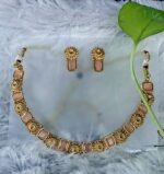 Gold-Toned Necklace with Peach Pastel Stones by Zara Jio - Image 2