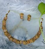 Gold-Toned Necklace with Peach Pastel Stones by Zara Jio