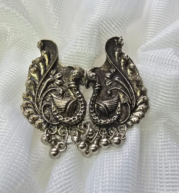 Oxidized Swan Stud Earrings by Zara Jio - Image 1