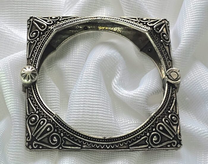 Square Oxidized Statement Bangle By Zara Jio - Image 1