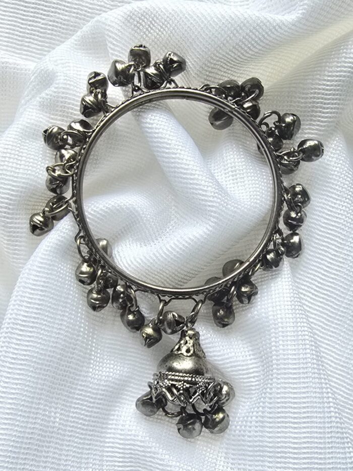 Melodious Charm: Oxidized Bells Bangle with Jumka charms by Zara Jio - Image 1