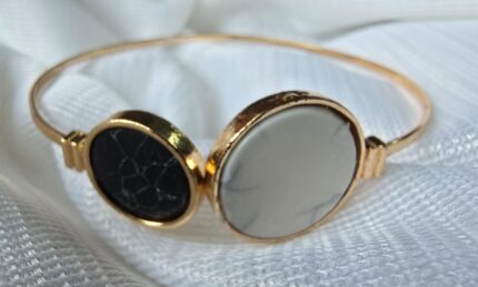 Duo Tone Statement Open Bangle by Zara Jio