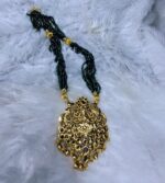 Green Beaded Gold Pendant Necklace by Zara Jio - Image 2
