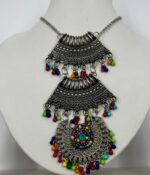 Festive Oxidized Silver & Multicolored Ghungroo Necklace by Zara Jio