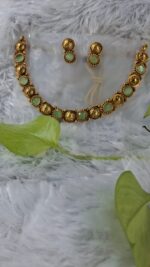 Versatile Antique Finish Green Stone Set by Zara Jio - Image 2